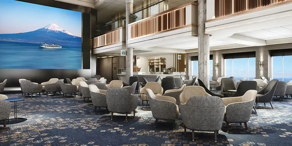 Le futur Atrium du Norwegian Spirit et son Starbucks